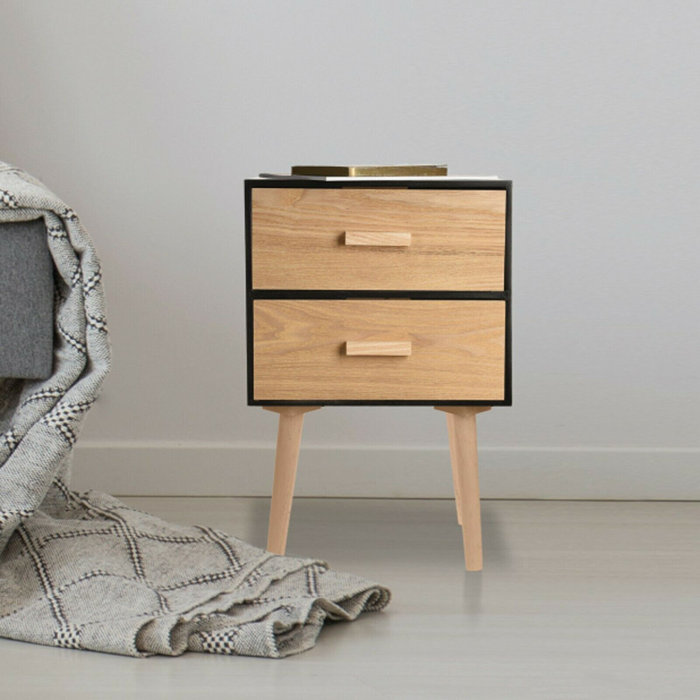 Corrigan Studio Scandi Two Tone Bedside Table With 2 Drawers Black
